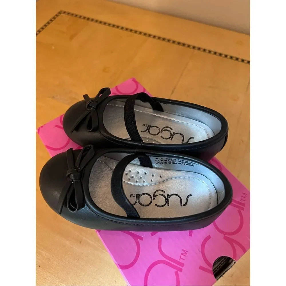 NIB! Sugar Black Lil Matilda Bow Flats Toddler Girls 6